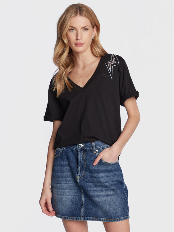 Pinko Tricou Rugby 100495 A0M7 Negru Regular Fit 100495 imagine noua