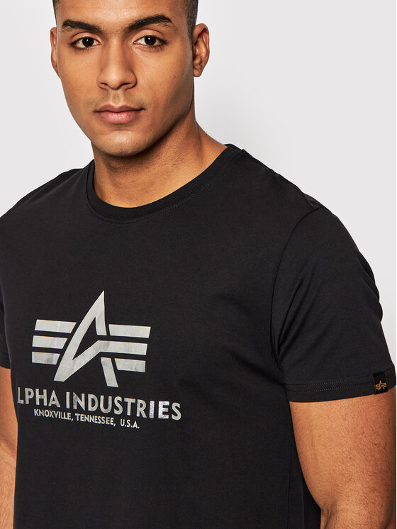 Alpha Industries Alpha Industries Marškinėliai Basic Foll Print 100501FP Juoda Regular Fit