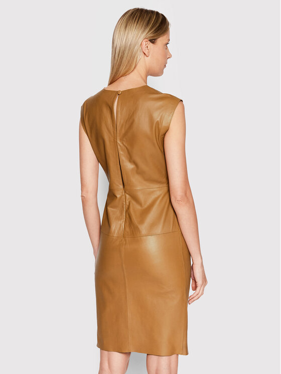 Vestito di pelle Chia 12599 Marrone Regular Fit