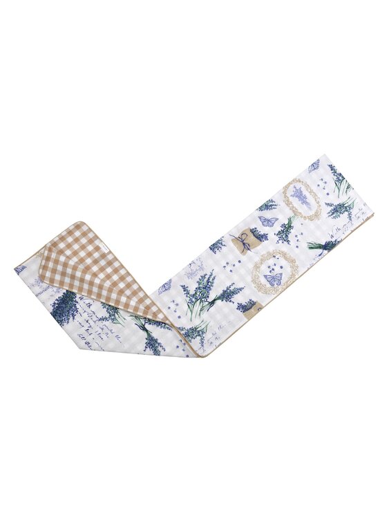 Roseberry Home Roseberry Home Bieżnik dwustronny Lavender & Beige Gingham Niebieski