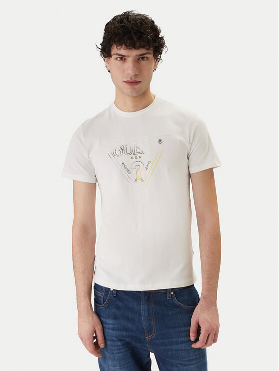 Guess Guess Tricou M6GI11 K2992 Alb Slim Fit