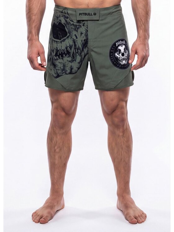 PITBULL PITBULL Szorty sportowe SKULL LOGO Szary Regular Fit
