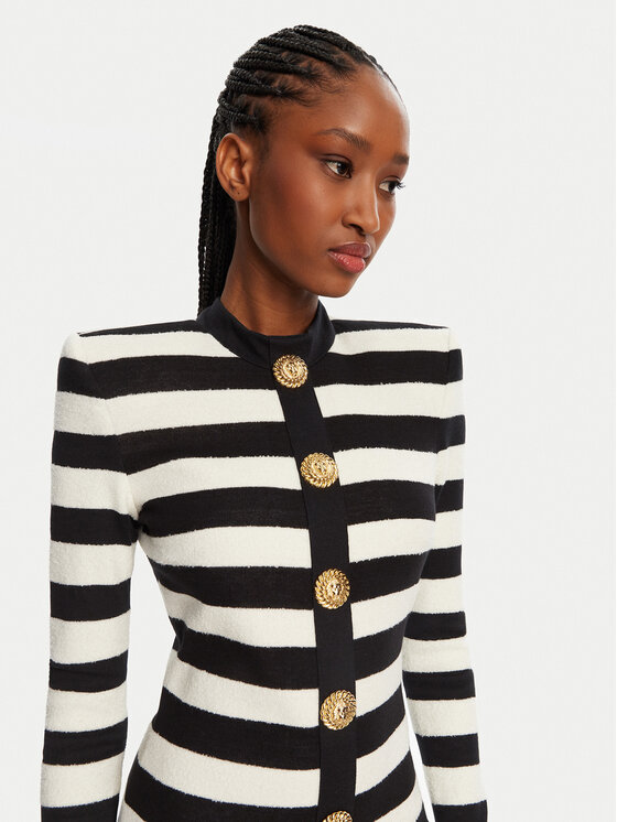 Balmain Balmain Džemper haljina DF1R9193JI70 Crna Regular Fit