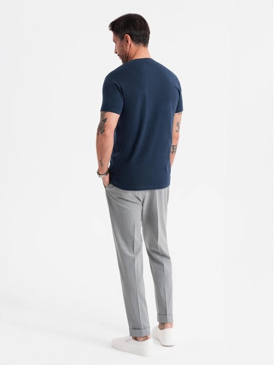 Ombre Ombre T-Shirt OM-TSBS-0236 Granatowy Regular Fit