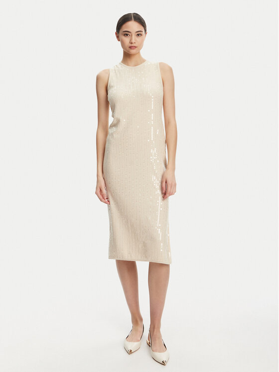 Marella Marella Koktejlové šaty Addetto 2523326024 Écru Regular Fit