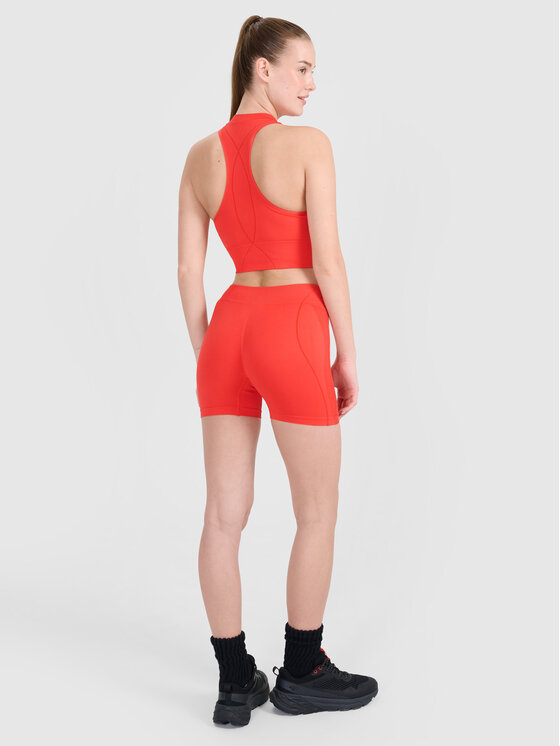 4F 4F Legginsy TRAINING SEAMLESS Czerwony Slim Fit