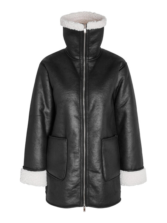 Noisy May Noisy May Fellmantel 27028520 Schwarz Relaxed Fit