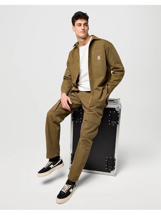 Wrangler Wrangler Spodnie materiałowe CJ REL CARGO PANT Zielony Straight Fit