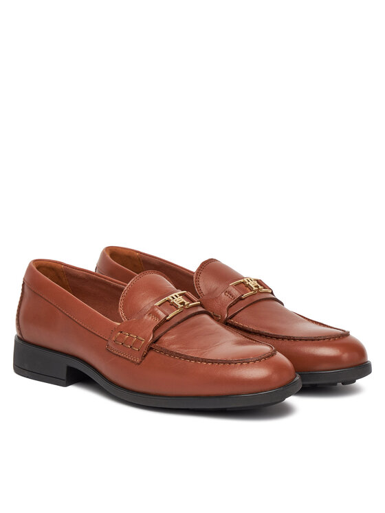 Tommy Hilfiger Tommy Hilfiger Loaferice Th Logo Leather Loafer FW0FW08705 Smeđa