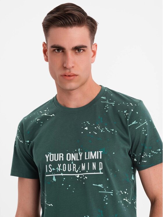 Ombre Ombre T-Shirt OM-TSFP-0187 Zielony Regular Fit