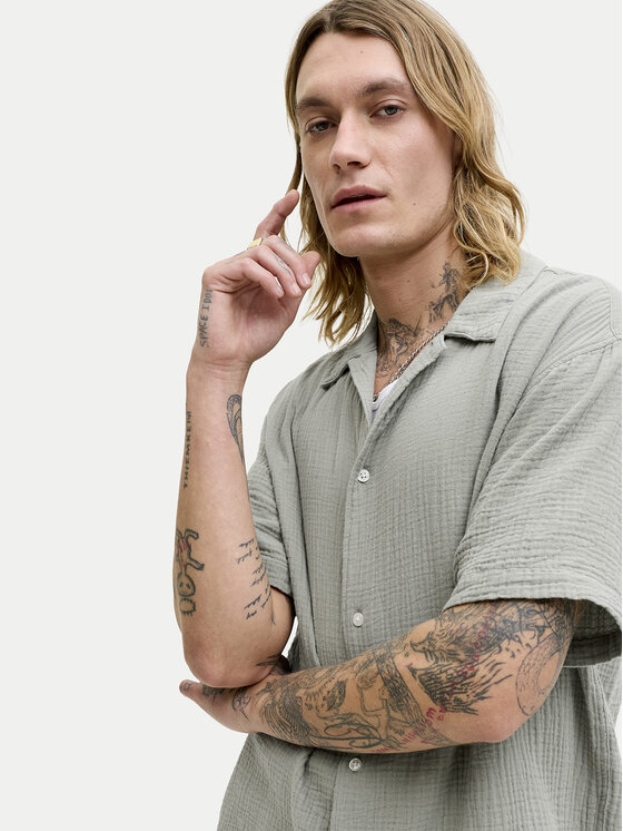 Jack & Jones Jack & Jones Krekla un auduma šortu komplekts Nantucket 12302220 Zaļš Relaxed Fit