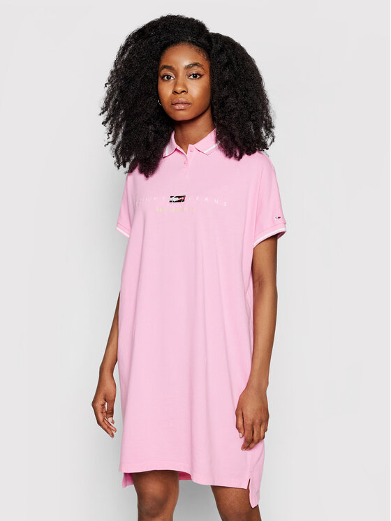 Sukienka codzienna Tjw Modern Logo Polo DW0DW09854 Różowy Regular Fit