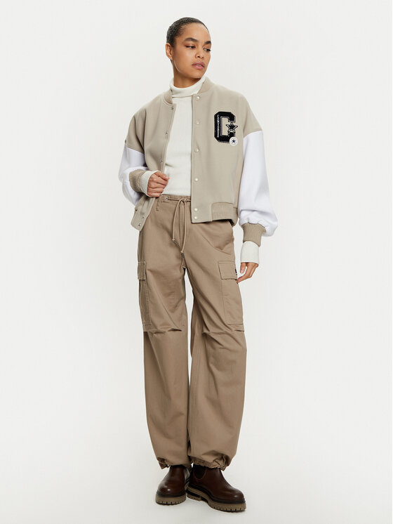 Converse Converse Μπόμπερ μπουφάν Retro Varsity 10026772-A01 Μπεζ Relaxed Fit