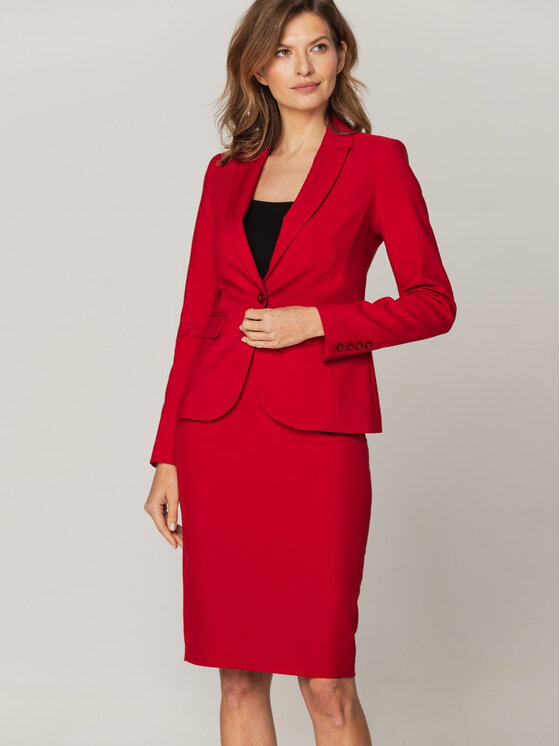 Willsoor Willsoor Spódnica ołówkowa 67564 Czerwony Close Fit