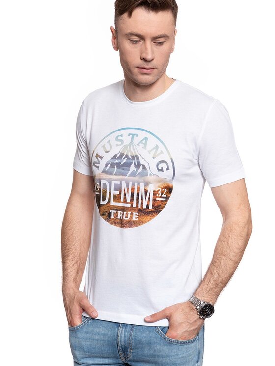 Mustang Mustang T-shirt ALEX C PRINT Bianco Regular Fit