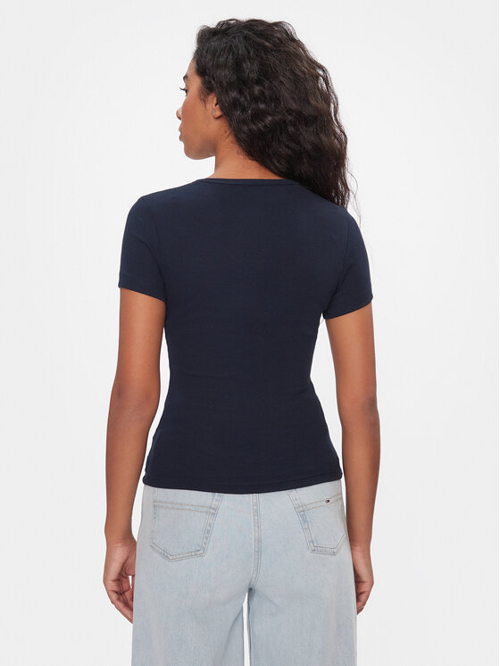 Tommy Jeans Tommy Jeans Marškinėliai Badge DW0DW17881 Tamsiai mėlyna Slim Fit