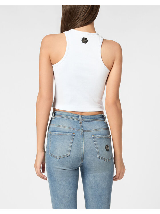 PHILIPP PLEIN PHILIPP PLEIN Tank top 22355 Světle modrá Skin Tight Fit