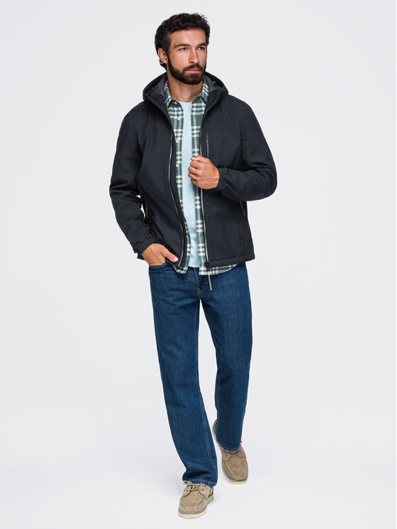 Ombre Ombre Kurtka przejściowa OM-JANP-0292 Czarny Regular Fit