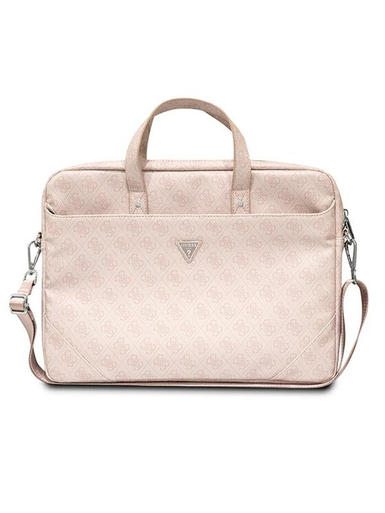 Torba na laptopa Guess, Różowa, Saffiano 4G Triangle Logo
