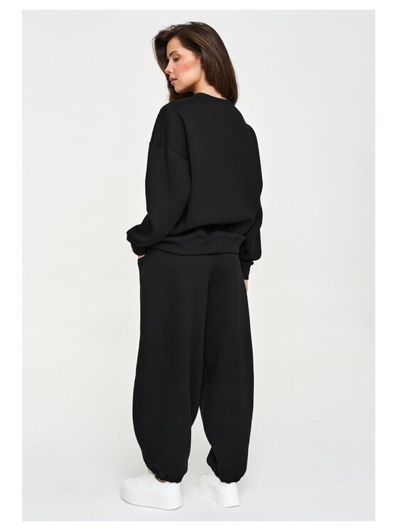 Makadamia Makadamia Dres M947 Czarny Loose Fit