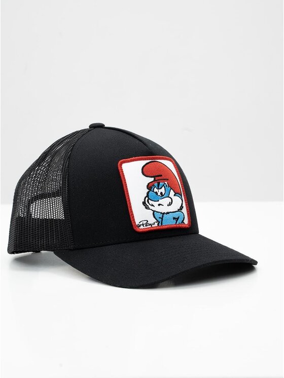 Smerfy Smerfy Czapka z daszkiem Trucker Czarna Smerfy Papa Smerf Patch uni Czarny