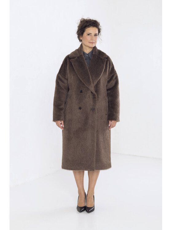 Justyna Ołtarzewska Justyna Ołtarzewska Płaszcz wełniany Kallisto Brązowy Modern Relaxed Fit
