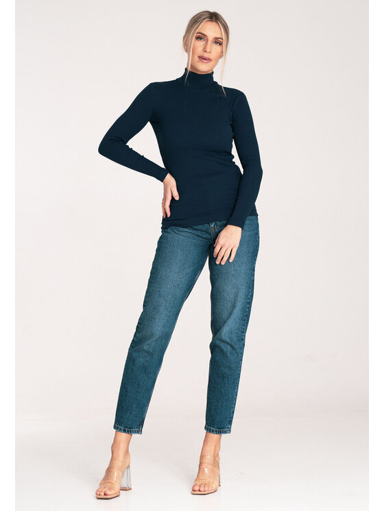 FIGL FIGL Bluzka M1058 Granatowy Fitted Fit