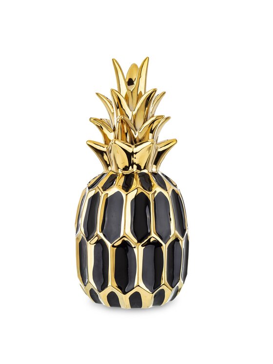 MIAhome MIAhome Figurka Ananas ceramiczny 31x14 cm PINE czarno-złoty Czarny