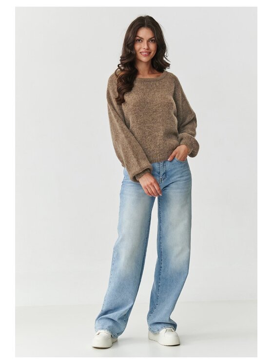Makadamia Makadamia Sweter S168 Brązowy Boxy Fit