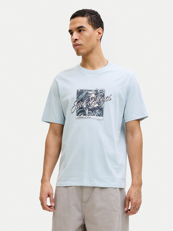 Jack & Jones Tricou Honolulu 12288088 Albastru celest Regular Fit