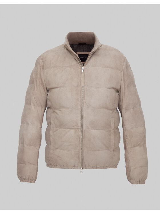 Borgio Borgio Kurtka skórzana CALVI Beżowy Classic Fit