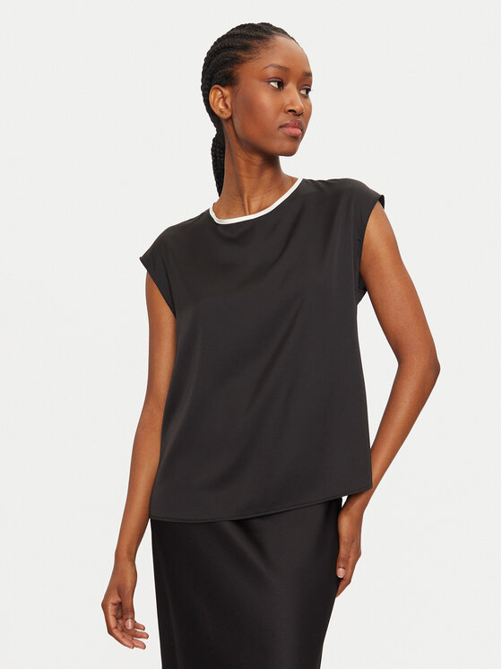 Imperial Imperial Bluză RGJ6IDG Negru Regular Fit