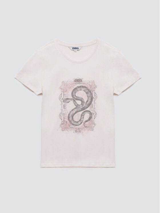 BIG STAR BIG STAR T-Shirt RELLSA Kremowy Basic Fit