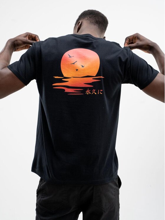 MyStars MyStars T-Shirt Koszulka Z Krótkim Rękawem Męska Czarna MyStars Sunset 2.0 M Czarny Regular Fit