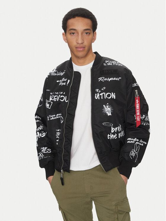 Alpha Industries Bundy bomber MA-1 Peace 156136 Čierna Regular Fit