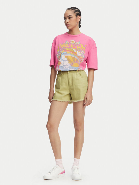 Billabong Billabong Džinsiniai šortai Little Sister EBJDS00103 Šviesiai žalia Relaxed Fit