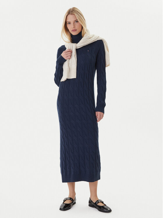 Tommy Hilfiger Tommy Hilfiger Trikotažinė suknelė WW0WW46429 Tamsiai mėlyna Slim Fit