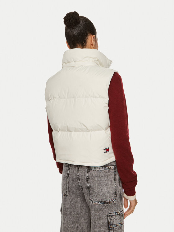 Tommy Jeans Tommy Jeans Brezrokavnik Alaska DW0DW18611 Bela Cropped Fit