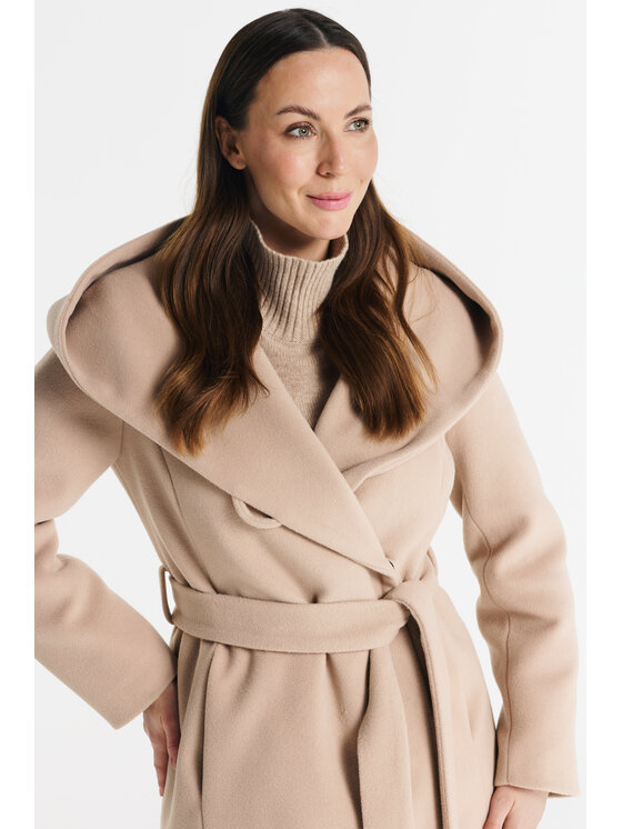Salme Salme Vlněný kabát Noelia midi Béžová Regular Fit