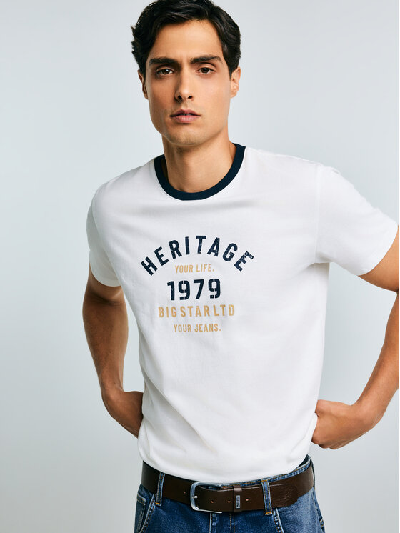 BIG STAR BIG STAR T-Shirt JAROS Biały Basic Fit
