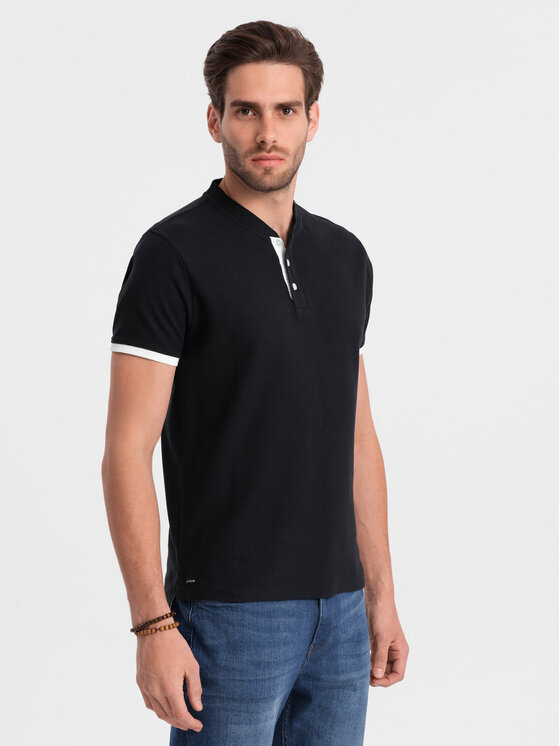 Ombre Ombre T-Shirt OM-TSCT-0156 Czarny Regular Fit