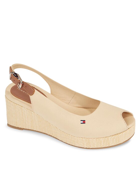 Tommy Hilfiger Tommy Hilfiger Espadrilles Iconic Elba Sling Back Wedge FW0FW04788 Bēšs