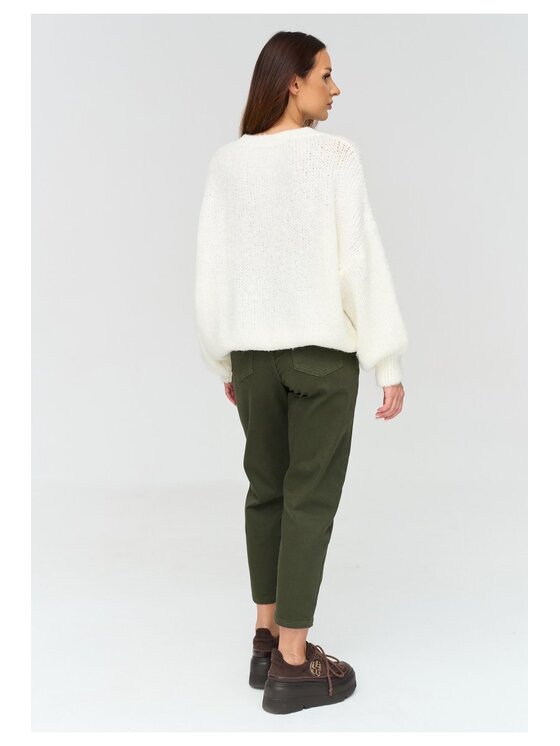 Makadamia Makadamia Sweter C83 Biały Loose Fit