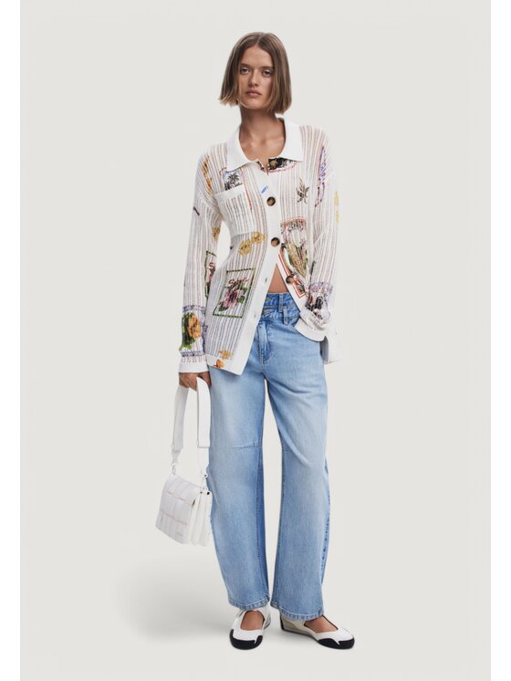 Desigual Desigual Kardigan JERS_BASSEL Biały Casual Fit