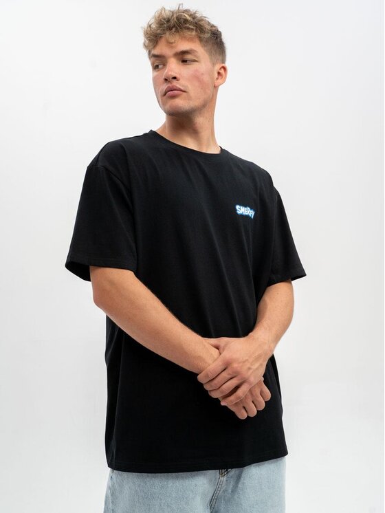 Smerfy Smerfy T-Shirt Koszulka Z Krótkim Rękawem Oversize Męska Czarna Smerfy Graffiti XL Czarny Oversize