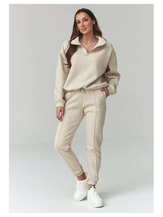 Makadamia Makadamia Dres A13 Beżowy Loose Fit