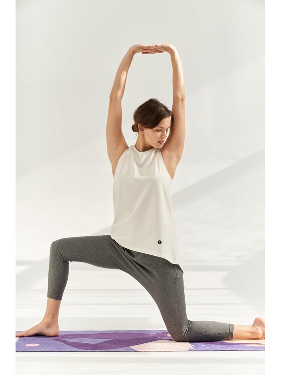 Top Moonholi, Rozmiar S/M, Biały, Top do jogi GALAXY Open Back Tank - coconut white m/l