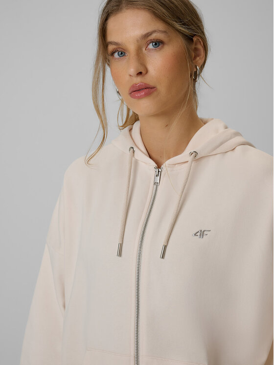 4F 4F Bluza basic Kremowy Loose Fit