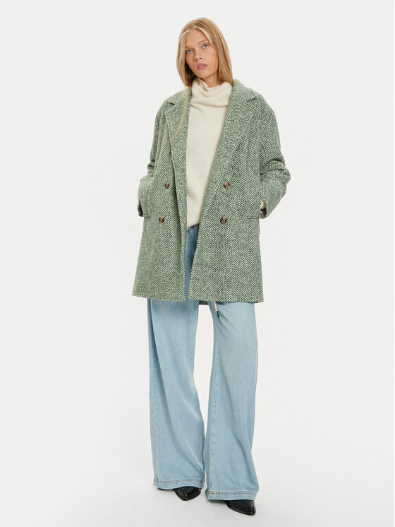 Pepe Jeans Pepe Jeans Wollmantel Camille PL402462 Grün Regular Fit