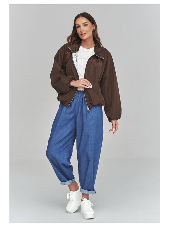 Makadamia Makadamia Kurtka przejściowa C58 Brązowy Loose Fit